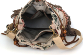 Bucket bag boho in vintage style with roses