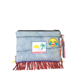 Ibiza clutch multi colored with fringes