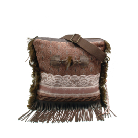 Crossbody bag western style with brown with fringe
