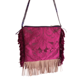 Festival bag with heart Ibiza style fuchsia blue