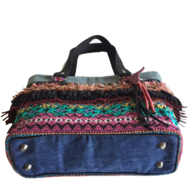 Tote handbag gypsy style colored fringe