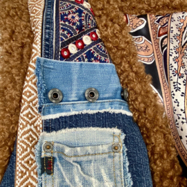 Recycled Western Denim Vest with Teddy Trim – One of a Kind