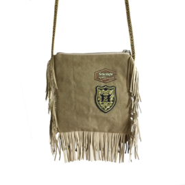 Boho festival purse in beige green with shells