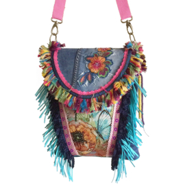 Ibiza crossbody colored with flower patch and fringes