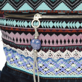 Crossbody Aztec style in blue with old jeans