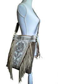 Bohemian crossbody bag brown with long fringes