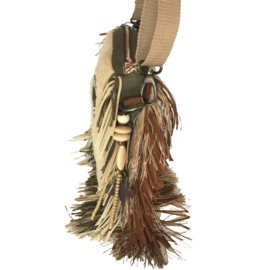 Crossbody bohemian teddy fur with patches and fringe
