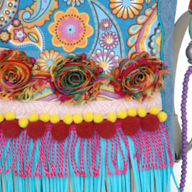 Hippie schoudertas gekleurd met bloemen Ibiza