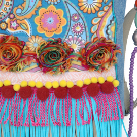 Flower crossbody hippie style colored with fringes