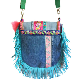 Boho crossbody bag multi colored Ibiza style fringed