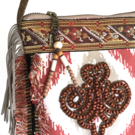 Festivaltasje Navajo stijl met kralenpatch bruin