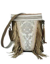 Bohemian crossbody bag brown with long fringes