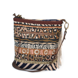 Elephant crossbody bag with leopard print brown