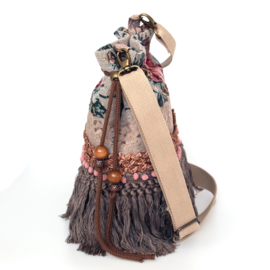 Bucket bag boho in vintage style with roses