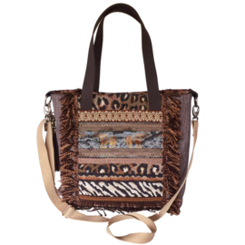 African tote handbag with elephants and leopard