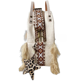 Boho Crossbody Bag with golden Butterfly & Fringe - Ibiza Style