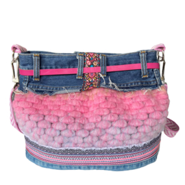 Catena Denim & Plush Bucket Bag – Unique from Recycled Jeans