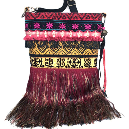 Crossbody bag bohemian gypsy style very long fringe