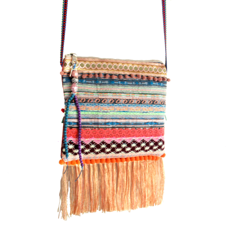 Festival bag hippie style colored with fringe