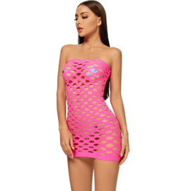 Fishnet off shoulder mini dress