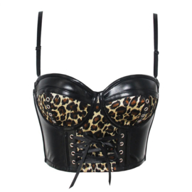 Wetlook luipaard crop top