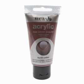 Reeves Acrylic Paint Burnt Umber, tube 75 ml