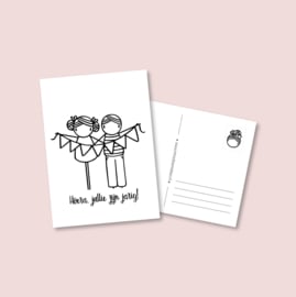 Postkaart - Jarige tweeling jongen en meisje