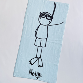 Handdoek mint/blauw (50x100cm)