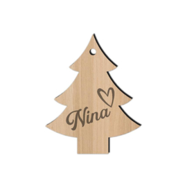 Houten kerstboom hanger met naam