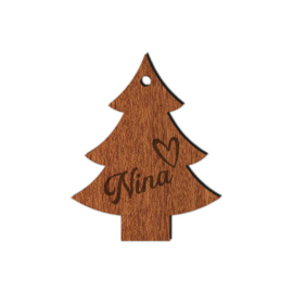 Houten kerstboom hanger met naam