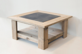 Steigerhouten salontafel met natuursteen