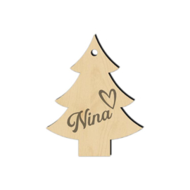 Houten kerstboom hanger met naam