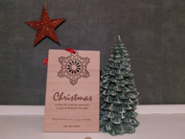 Houten kerstkaart 'Snowflake' met hangertje