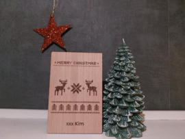 Houten kerstkaart 'Christmas Pixel'