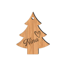 Houten kerstboom hanger met naam