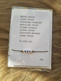 Kaart met Armband – Mooie sterke lieve vrouw love u armbandje