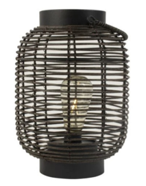 Gusta - lantaarn rotan - LED lamp - Zwart