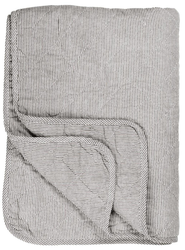 Ib Laursen - Quilt - wit met fijn donker grijs streepje