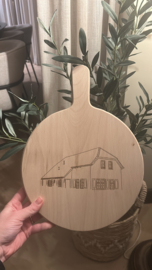 Borrelplank rond lijntekening huis