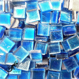 Mozaïek Glastegeltjes 10x10 mm (50 gram) Folie Aqua 1002