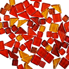 Mozaiek Puzzelstukjes Soft Glas 250 gram Rode Mix 301