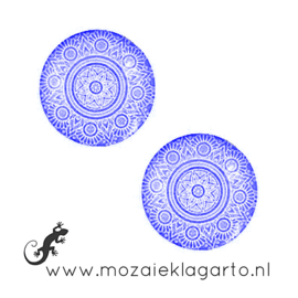 Cabochon/Plaksteen Glas 20 mm per 2 Mandala Blauw 42244