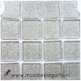 Glitter 2x2 cm per 16 tegels Zilver 003