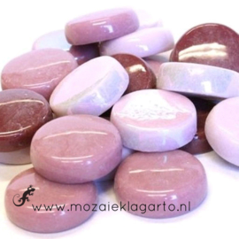 Glastegel Rond 20 mm per 100 gram Roze Mix 010