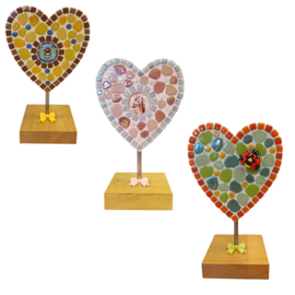 Mozaïek DIY-pakket Hartje op Standaard – Lieveheersbeestje – 18 cm