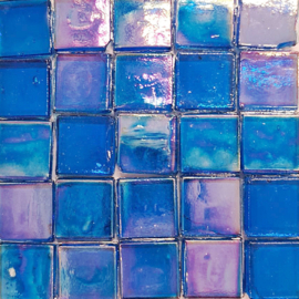 Glastegels 15 mm  Blauw Transparant per 25 tegels