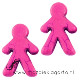 Keramiek poppetje Jongen per 4 Fuchsia 16544