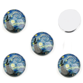 Cabochon/Plaksteen Glas 18 mm per 5 Starry Night van Gogh