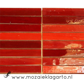 Tiffany glas reepjes 1x6.5 cm per 10 Rood 009