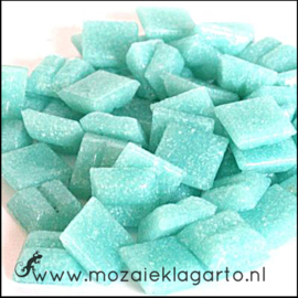 Basis  glastegeltjes 1 x 1 cm per 50 gram Licht Zeegroen 062